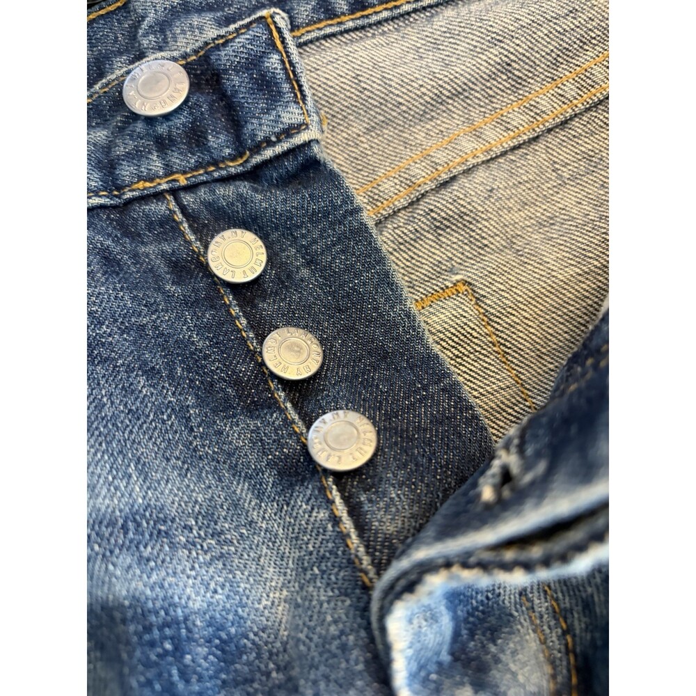 HELMUT LANG Raw Hem Denim Vintage Dark Denim Distressed Jeans SZ 26 Italian Cut - Picture 6 of 7